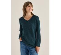 Strickpullover CECIL, Damen, Gr. S (38), pine grün heather melange, Web, 60% Baumwolle, 40% Polyester, unifarben, comfort fit normal, V-Ausschnitt, normaler Saum, Pullover Strickpullover, im Melange L