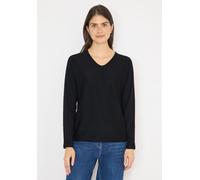 Strickpullover CECIL, Damen, Gr. S (38), schwarz, Web, 59% Baumwolle, 40% Viskose, 1% metallisierte Fasern, unifarben, comfort fit normal, V-Ausschnitt, Bündchen, Pullover Strickpullover, aus softem M