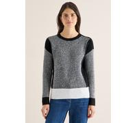 Strickpullover CECIL, Damen, Gr. S (38), schwarz-weiß (schwarz), Web, 37% Baumwolle, 34% Polyacryl, 26% Polyester, 3% Elasthan, comfort fit normal, Rundhals, Bündchen, Pullover Strickpullover, im soft