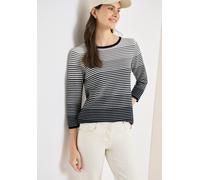 Strickpullover CECIL, Damen, Gr. S (38), schwarz-weiß (universal blau), Web, 60% Baumwolle, 40% Viskose, gestreift, comfort fit normal, Rundhals, Rippbündchen, Pullover Strickpullover, im soften Baumw