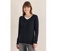 Cecil Strickpullover Basic Damen V-Ausschnitt 60% Baumwolle/40% Viskose S (38) Blau