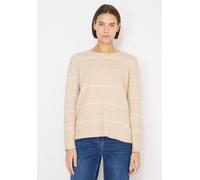 Strickpullover CECIL, Damen, Gr. XL (44), beige (desert beige melange), Web, 37% Baumwolle, 34% Polyacryl, 26% Polyester, 3% Elasthan, gestreift, comfort fit normal, Rundhals, Bündchen, Pullover Stric