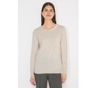 Cecil Damen Langarm Pullover mit Rippdetail in Beige, Gr: XL