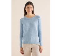 Strickpullover CECIL, Damen, Gr. XL (44), blau (cloud blau), Web, 75% Baumwolle, 25% Polyester, gemustert, comfort fit normal, Rundhals, Rippbündchen, Pullover Strickpullover, im soften Baumwoll-Mix (