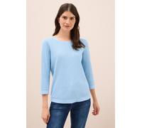 Strickpullover CECIL, Damen, Gr. XL (44), blau (whisper blau melange), Web, 60% Baumwolle, 40% Viskose, unifarben, normal normal, Rundhals, abgesteppt, Pullover Strickpullover, aus Feinstrick (5180973