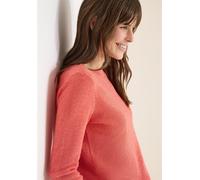 Strickpullover CECIL, Damen, Gr. XL (44), cherry tomato orange melange, Strick, Obermaterial: 60% Baumwolle, 40% Viskose, unifarben, lässig geschnitten hüftbedeckend, Rundhals, Pullover Strickpullover