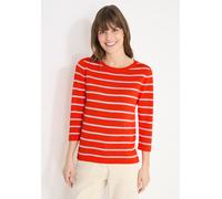 Cecil Damen Strickpullover Rundhals 3/4-Ärmel cherry tomato orange Gr. XL (44) 60% Baumw./40% Visk.