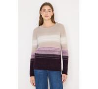 Strickpullover CECIL, Damen, Gr. XL (44), eggplant rot, Stoff, 72% Polyester, 28% Baumwolle, gestreift, comfort fit normal, U-Boot-Ausschnitt, Rippbündchen, Pullover Strickpullover, Grobstrick (135708