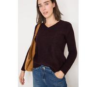 Strickpullover CECIL, Damen, Gr. XL (44), eggplant rot, Strick, Obermaterial: 79% Polyester, 19% Baumwolle, 2% Elasthan, unifarben, hüftbedeckend, V-Ausschnitt, Bündchen, Pullover Strickpullover, Bouc