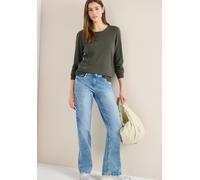 Cecil Damen Langarm Pullover mit Rippdetail in Grün, Gr: XL