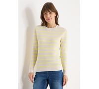 Strickpullover CECIL, Damen, Gr. XL (44), iced gelb, Web, 100% Baumwolle, gestreift, normal normal, Rundhals, Rippbündchen, Pullover Strickpullover, im Streifendesign (62029727-XL) iced gelb