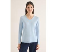 Strickpullover CECIL, Damen, Gr. XL (44), light sky blau, Stoff, 72% Viskose, 28% Polyester, unifarben, normal normal, V-Ausschnitt, abgesteppt, Pullover Strickpullover, mit abgerundetem V-Ausschnitt