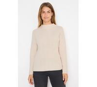 Strickpullover CECIL, Damen, Gr. XL (44), oat milk beige melange, Web, 100% Baumwolle, unifarben, comfort fit normal, Rundhals, abgesteppt, Pullover Strickpullover, aus reiner Baumwolle (40787541-XL)