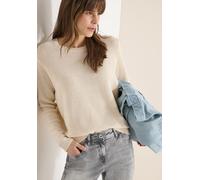 Strickpullover CECIL, Damen, Gr. XL (44), pearl beige, Grobstrick, Obermaterial: 75% Baumwolle, 25% Polyester, meliert, lässig geschnitten hüftbedeckend, Rundhals, Bündchen, Pullover Strickpullover, m