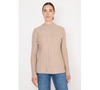 Strickpullover CECIL, Damen, Gr. XL (44), sandalwood beige melange, Web, 37% Baumwolle, 34% Polyacryl, 26% Polyester, 3% Elasthan, unifarben, normal normal, Rundhals, Strickbündchen, Pullover Strickpu