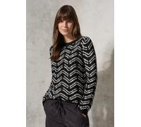 Strickpullover CECIL, Damen, Gr. XL (44), schwarz, Stoff, 68% Polyester, 32% Baumwolle, gemustert, normal normal, Rundhals, Bündchen, Pullover Strickpullover, mit grafischem Muster (38833645-XL) schwa