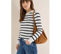 Cecil Gestreifter Strickpullover Damen 100% Baumwolle Rundhals Rippbündchen XL (44) universal blau