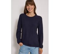Strickpullover CECIL, Damen, Gr. XS (36), blau (urban dunkelblau), Stoff, 52% Viskose, 28% Polyester, 20% Polyamid, unifarben, comfort fit normal, Rundhals, elastischer Bund, Pullover Strickpullover, 