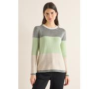 Strickpullover CECIL, Damen, Gr. XS (36), bunt (raw khaki), Web, 37% Baumwolle, 34% Polyacryl, 26% Polyester, 3% Elasthan, normal normal, Rundhals, Rippbündchen, Pullover Strickpullover, im Color Bloc