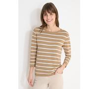 Strickpullover CECIL, Damen, Gr. XS (36), golden camel, Strick, Obermaterial: 60% Baumwolle, 40% Viskose, gestreift, lässig geschnitten hüftbedeckend, Rundhals, Bündchen, Pullover Strickpullover, im S