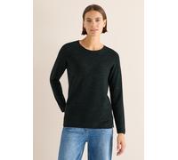Rundhalspullover CECIL, Damen, Gr. XS (36), ink grün heather melange, Strick, Obermaterial: 60% Baumwolle, 40% Polyester, meliert, regular fit normal, Rundhals, gerader Abschluss, Pullover, mit Strukt