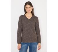 Strickpullover CECIL, Damen, Gr. XS (36), mushroom taupe heather meliert, Web, 60% Baumwolle, 40% Polyester, unifarben, comfort fit normal, V-Ausschnitt, normaler Saum, Pullover Strickpullover, im Mel