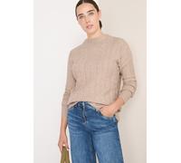 Strickpullover CECIL, Damen, Gr. XS (36), sandalwood beige melange, Strick, Obermaterial: 37% Baumwolle, 34% Polyacryl, 26% Polyester, 3% Elasthan, Zopfmuster, meliert, regular fit hüftbedeckend, hoch