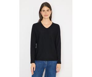 Strickpullover CECIL, Damen, Gr. XS (36), schwarz, Web, 59% Baumwolle, 40% Viskose, 1% metallisierte Fasern, unifarben, comfort fit normal, V-Ausschnitt, Bündchen, Pullover Strickpullover, aus softem 