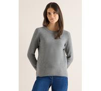 Strickpullover CECIL, Damen, Gr. XS (36), sporty grau melange, Web, 37% Baumwolle, 34% Polyacryl, 26% Polyester, 3% Elasthan, unifarben, normal normal, Rundhals, Bündchen, Pullover, aus Feinstrick (49