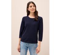 Strickpullover CECIL, Damen, Gr. XS36, blau (urban dunkelblau), Web, 60% Baumwolle, 40% Viskose, unifarben, normal normal, Rundhals, abgesteppt, Pullover Strickpullover, aus Feinstrick (60980449-XS) u