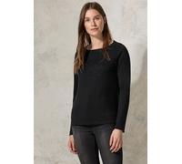 Strickpullover CECIL, Damen, Gr. XS36, schwarz, Web, 60% Baumwolle, 40% Viskose, unifarben, normal normal, U-Boot-Ausschnitt, Bündchen, Pullover Strickpullover, mit U-Boot-Ausschnitt (83432903-XS) sch