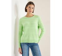Strickpullover CECIL, Damen, Gr. XXL (46), bamboo grün melange, Web, 37% Baumwolle, 34% Polyacryl, 26% Polyester, 3% Elasthan, gestreift, comfort fit normal, Rundhals, Bündchen, Pullover Strickpullove