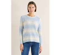 Strickpullover CECIL, Damen, Gr. XXL (46), blau (fountain blau melange), Web, 58% Baumwolle, 34% Polyacryl, 8% Polyester, unifarben, comfort fit normal, Rundhals, Bündchen, Pullover Strickpullover, im