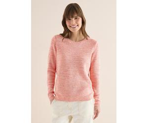 Strickpullover CECIL, Damen, Gr. XXL (46), cherry tomato orange, Web, 75% Baumwolle, 25% Polyester, gemustert, comfort fit normal, Rundhals, Rippbündchen, Pullover Strickpullover, im soften Baumwoll-M