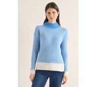 Strickpullover CECIL, Damen, Gr. XXL (46), fountain blau, Web, 37% Baumwolle, 34% Polyacryl, 26% Polyester, 3% Elasthan, unifarben, normal normal, hoch geschlossener Ausschnitt, Rippbündchen, Pullover