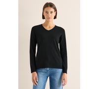 Strickpullover CECIL, Damen, Gr. XXL (46), grau (charcoal grau melange), Web, 60% Baumwolle, 40% Viskose, unifarben, normal normal, V-Ausschnitt, Rippbündchen, Pullover Strickpullover, im soften Baumw