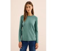 Strickpullover CECIL, Damen, Gr. XXL (46), grün (jewel grün melange), Web, 60% Baumwolle, 40% Viskose, unifarben, normal normal, Rundhals, abgesteppt, Pullover Strickpullover, mit Strick-Struktur (106