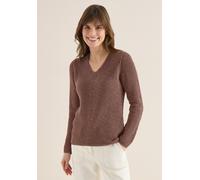 Strickpullover CECIL, Damen, Gr. XXL (46), light macchiato braun, Web, 75% Baumwolle, 25% Polyester, unifarben, normal normal, V-Ausschnitt, normaler Saum, Pullover Strickpullover, mit abgerundetem V-