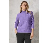 Strickpullover CECIL, Damen, Gr. XXL (46), lila (gentle lila), Web, 35% Baumwolle, 32% Polyacryl, 28% Polyester, 5% Elasthan, unifarben, normal normal, hoch geschlossener Ausschnitt, Bündchen, Pullove