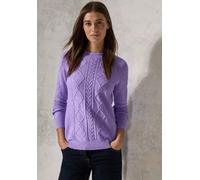 Strickpullover CECIL, Damen, Gr. XXL (46), lila (lila melange), Web, 37% Baumwolle, 34% Polyacryl, 26% Polyester, 3% Elasthan, unifarben, gerade normal, Rundhals, Bündchen, Pullover Strickpullover, au