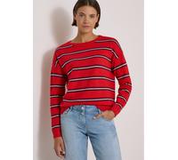 Strickpullover CECIL, Damen, Gr. XXL (46), rot (flame rot melange), Strick, Obermaterial: 37% Baumwolle, 34% Polyacryl, 26% Polyester, 3% Elasthan, gestreift, normal hüftbedeckend, Rundhals, Flachstri