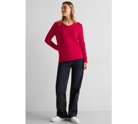 Strickpullover CECIL, Damen, Gr. XXL (46), rot (granita rot), Strick, Obermaterial: 60% Baumwolle, 40% Viskose, casual, regular fit taillenbedeckt, V-Ausschnitt, Langarm Rippbündchen, Pullover, mit V-