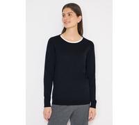 Strickpullover CECIL, Damen, Gr. XXL (46), schwarz (universal blau), Web, 60% Baumwolle, 40% Viskose, unifarben, normal normal, Rundhals, Rippbündchen, Pullover Strickpullover, aus Feinstrick (4325113