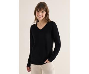 Strickpullover CECIL, Damen, Gr. XXL (46), schwarz, Web, 60% Baumwolle, 40% Viskose, unifarben, comfort fit normal, V-Ausschnitt, Bündchen, Pullover Strickpullover, mit Strick-Detail (68458749-XXL) sc