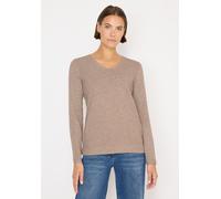 Strickpullover CECIL, Damen, Gr. XXL (46), toffee cream heather melange, Web, 60% Baumwolle, 40% Polyester, unifarben, comfort fit normal, V-Ausschnitt, normaler Saum, Pullover Strickpullover, im Mela