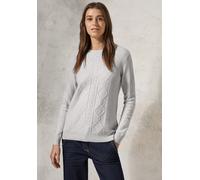 Strickpullover CECIL, Damen, Gr. XXL (46), weiß (soft silber melange), Web, 37% Baumwolle, 34% Polyacryl, 26% Polyester, 3% Elasthan, unifarben, gerade normal, Rundhals, Bündchen, Pullover Strickpullo