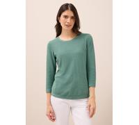 Strickpullover CECIL, Damen, Gr. XXL46, grün (jewel grün melange), Web, 60% Baumwolle, 40% Viskose, unifarben, normal normal, Rundhals, abgesteppt, Pullover Strickpullover, aus Feinstrick (43171263-XX