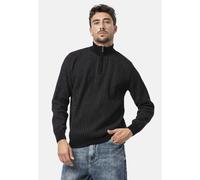 Strickpullover CIPO & BAXX "CP286", Herren, Gr. L, schwarz, 50% Baumwolle, 50% Polyester, meliert, regular fit, ohne Ausschnitt, Rippstrickbündchen, Pullover Strickpullover, vertikales Rippstrickmuste