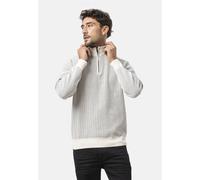 Strickpullover CIPO & BAXX "CP286", Herren, Gr. S, ecru, 50% Baumwolle, 50% Polyester, meliert, regular fit, ohne Ausschnitt, Rippstrickbündchen, Pullover Strickpullover, vertikales Rippstrickmuster (