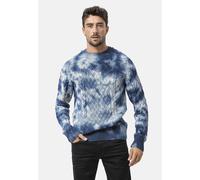 Strickpullover CIPO & BAXX "CP287", Herren, Gr. M, blau (indigo), 100% Baumwolle, gemustert, regular fit, Rundhals, Rippstrickbündchen, Pullover Strickpullover, mit lassischem Zopfmuster (29652309-M)